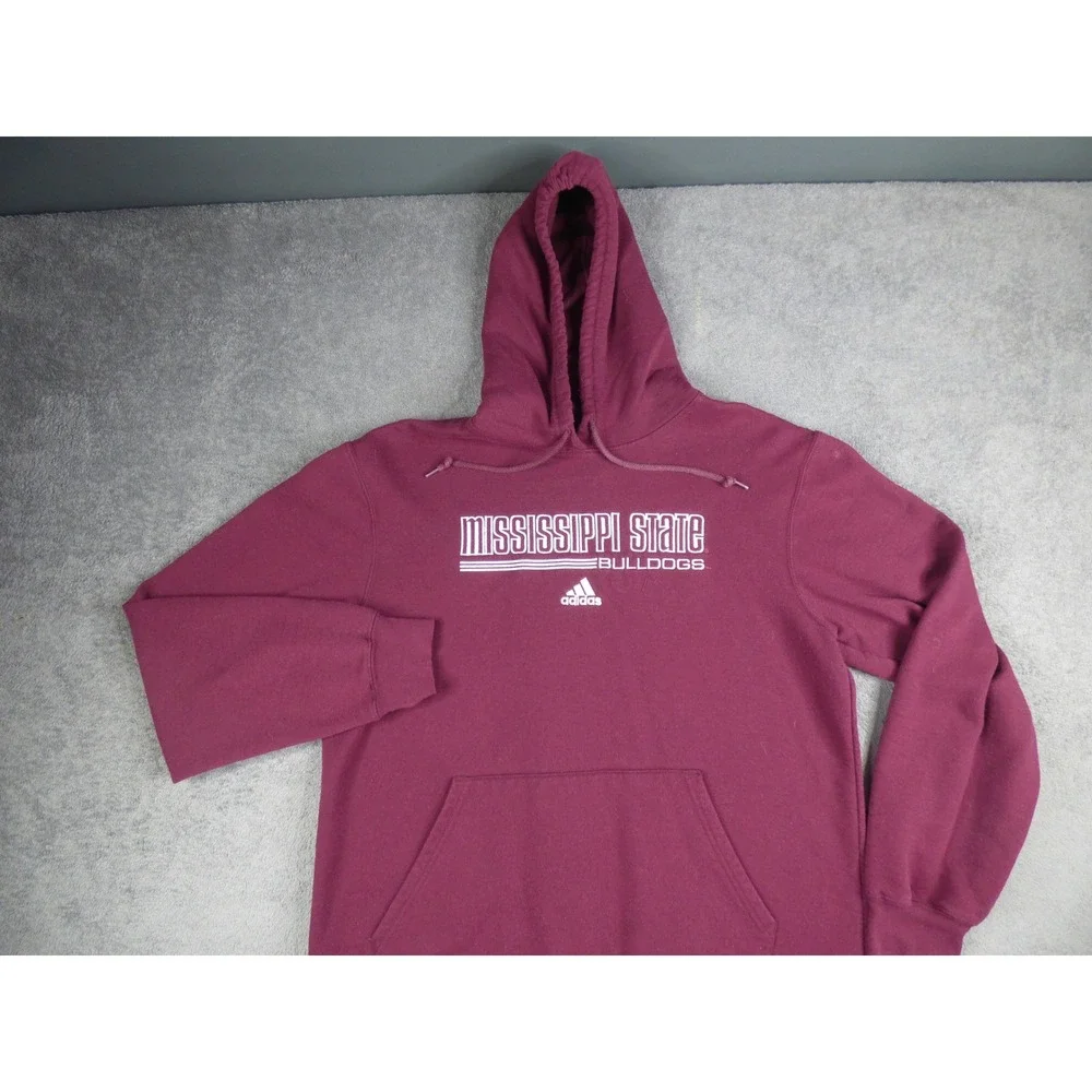 Mississippi State Bulldogs Hoodie Mens Large Maroon Pullover Sweatshirt Adidas